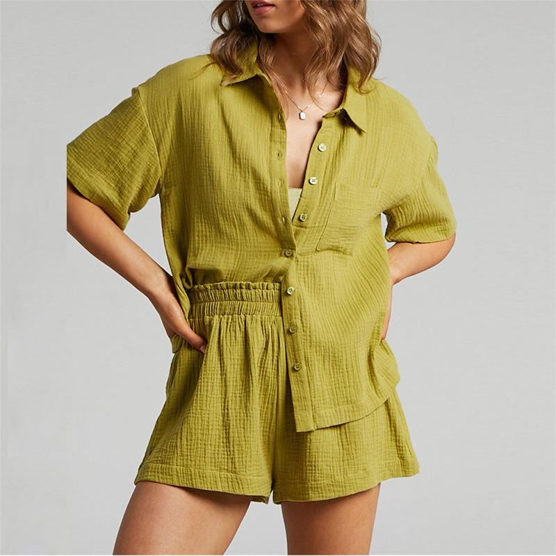 Women' Tracksuits Solid Loose Shirt High Waist Shorts Set 2022 Lapel Short Sleeve Single Breasted Shirts Sets Female Casual Home Suit, White
Women' Tracksuits Solid Loose Shirt High Waist Shorts Set 2022 Lapel Short Sleeve Single Breasted Shirts Sets Female Casual Home Suit, White