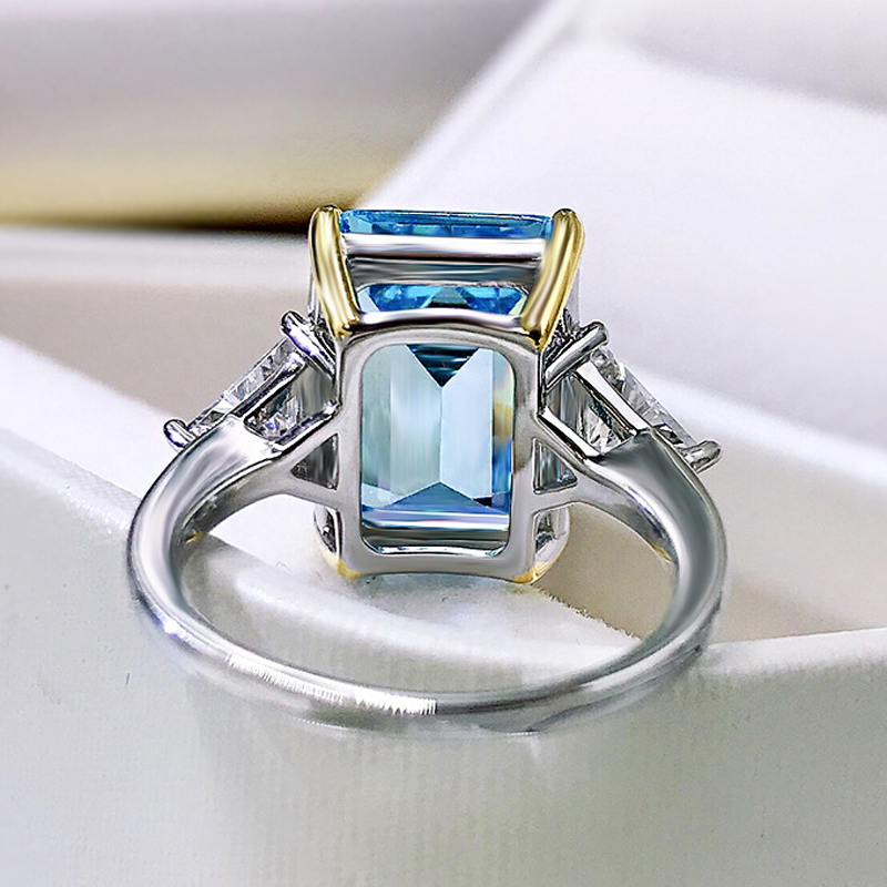 Solitaire Ring OEVAS 100 925 Sterling Silver Sparkling 10 14mm Aquamarine 5A Zircon Rings For Women Party High Carbon Diamond Fine Jewelry 220726