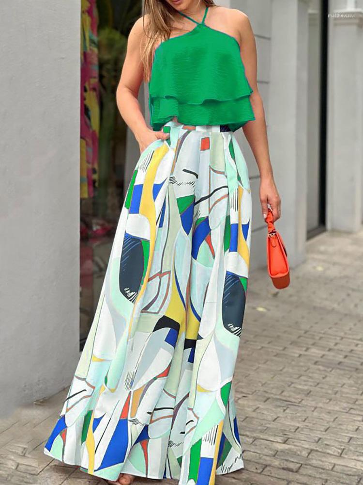 Women' Two Piece Pants Elegant Women High Waist Matching Set Femme Halter Neck Tops Streetwear Loose Outfits Summer Casual Print Pieces Set, 01 print
Women' Two Piece Pants Elegant Women High Waist Matching Set Femme Halter Neck Tops Streetwear Loose Outfits Summer Casual Print Pieces Set, 01 print