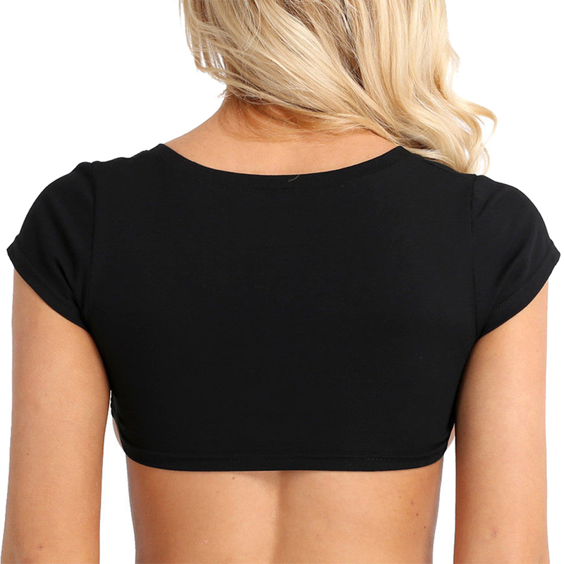 Summer Sexy T Shirts Women Short Sleeve Solid Black White Crop Tops Shirts Party Club Casual Tee Tops 220620