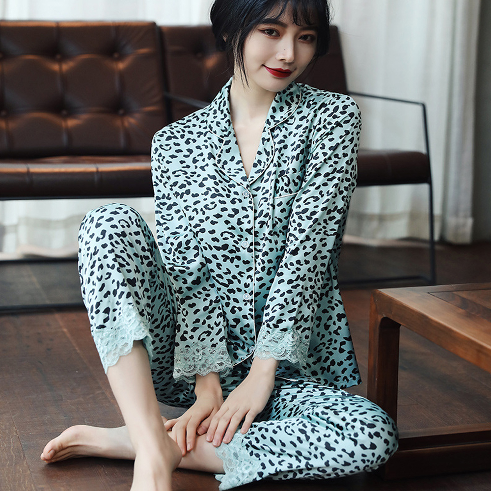 UNLIMON Women 2pcs Ice Silk Lace Pajamas Set Long Sleeve And Long Pants In Green Leopard pajama set women
UNLIMON Women 2pcs Ice Silk Lace Pajamas Set Long Sleeve And Long Pants In Green Leopard pajama set women