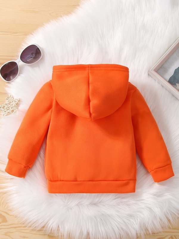 Baby Letter Graphic Kangaroo Pocket Thermal Hoodie SHE