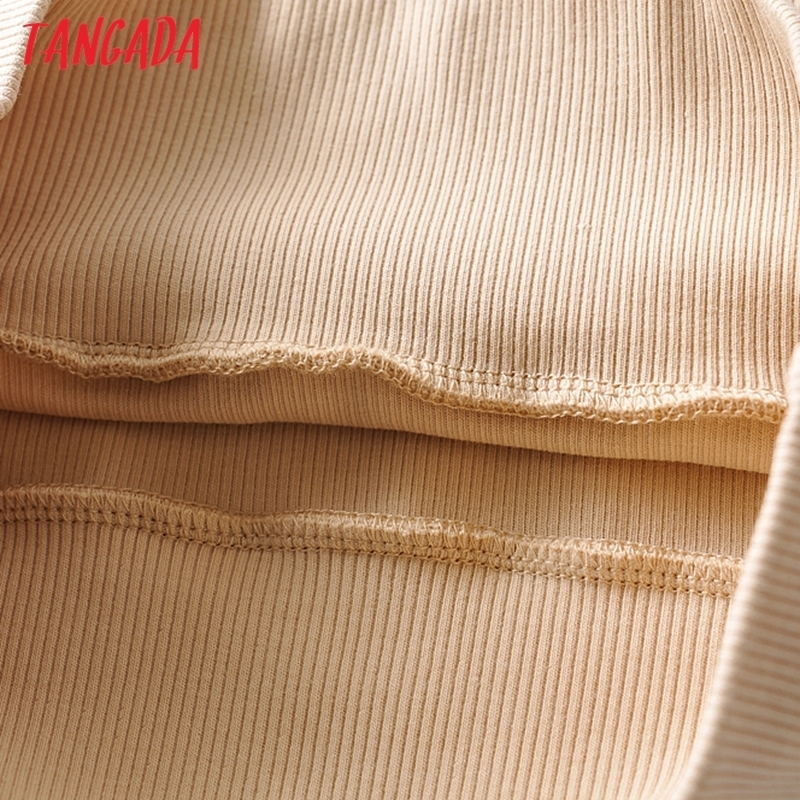 Tangada Women Basic Strethy Crop Cotton T Shirt Long Sleeve O Neck Tees Ladies Casual Tee Street Wear Top CH7 220321