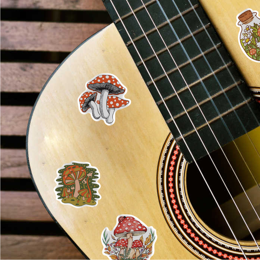 50Pcs/Lot Cute Cartoon Mushroom Graffiti Stickers DIY Decorative Trunk Motorcycle Trolley Case Waterproof Removable Stickers