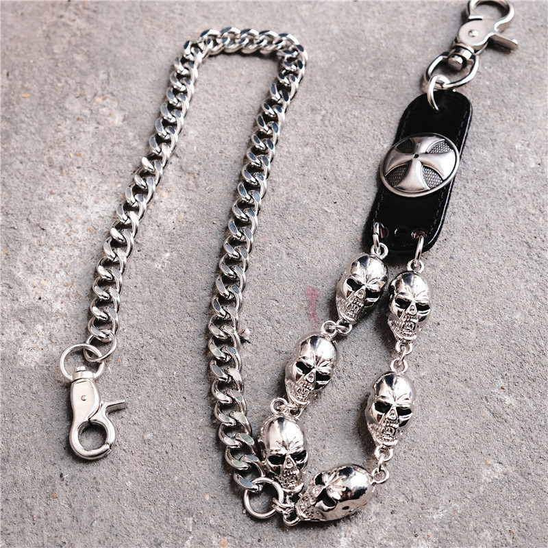 Biker Wallet Chain: Skull Charm Gothic Rock Jean Belt KeyChain for Men BL48 220516 dh910320090