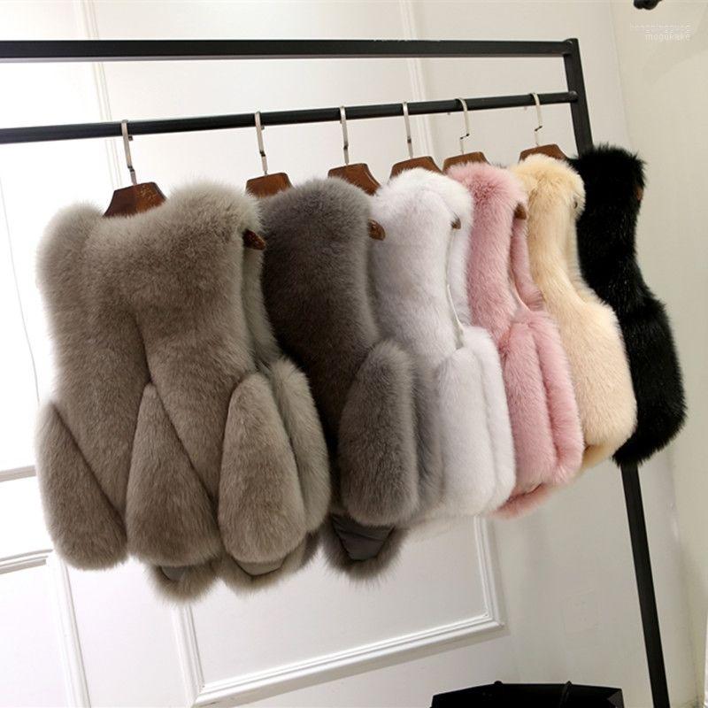 Women's Faux Fur Sleeveless Vest, Winter Warm Fluffy Gilet, V-Neck Open Jacket, Plus Size 4Xl