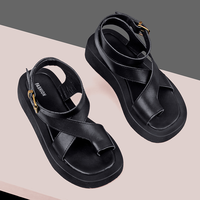 AIYUQI Sandals Women Genuine Leather Summer Clip Toe Sandals Ladies Roman Women Shoes Muffin Sandals 220418