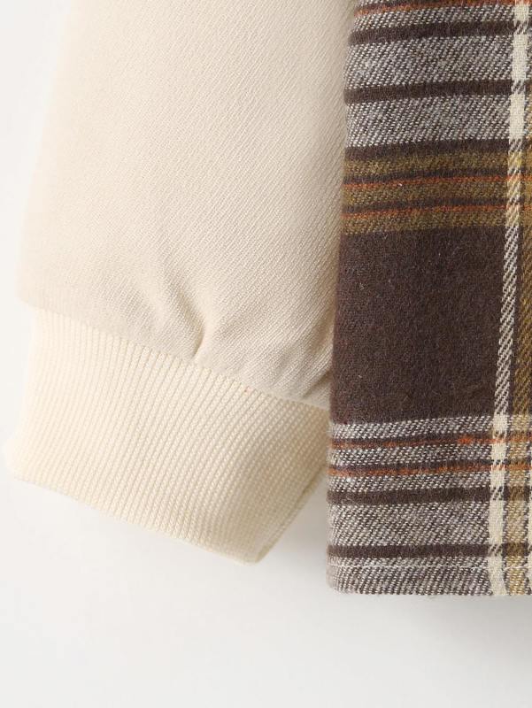 Toddler Boys Contrast Plaid Print Coat SHE