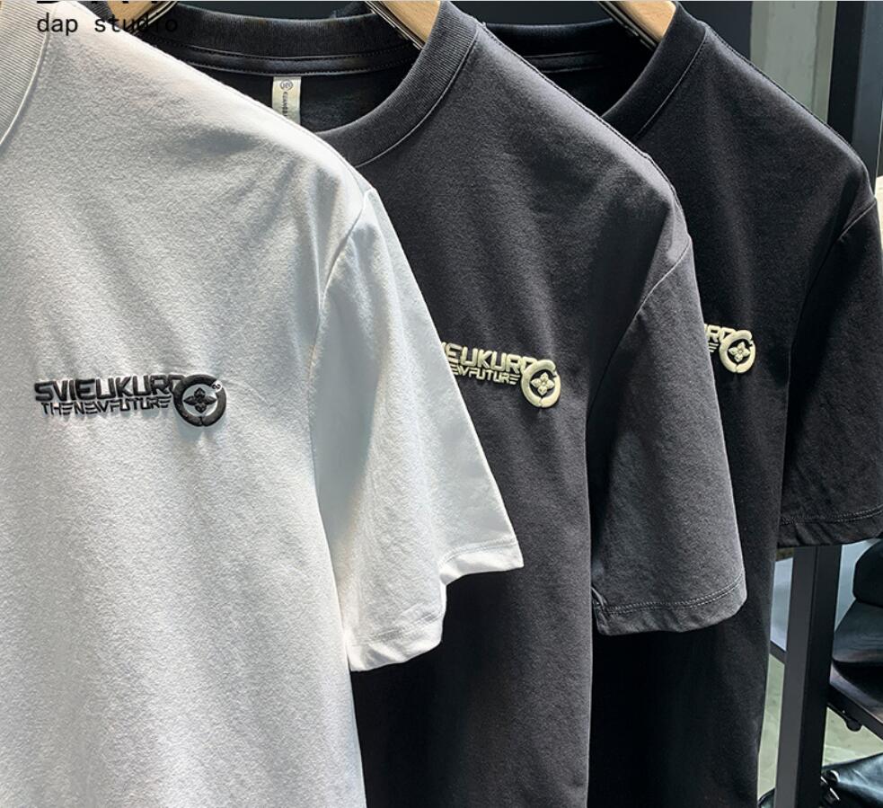 Short-sleeved t-shirt men's 2022 new tide brand summer ins trend all-match t-shirt foam printing top tide