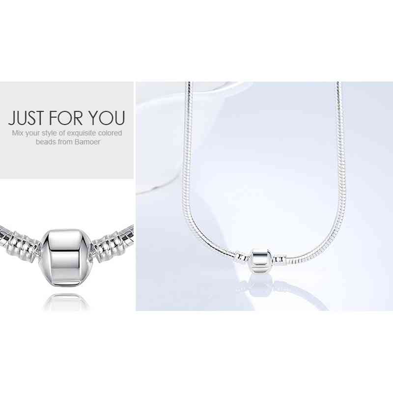 New Necklace Silver Colour Simple Fit Original Charm Bead Pendant for Women Jewelry Diy