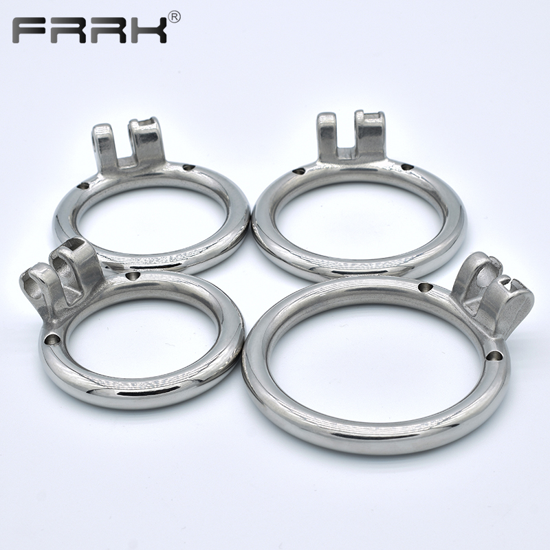 FRRK Base Cock Ring for Built-in Metal Chastity Cage Stainless Steel Penis Lock 40mm 45mm 50mm 55mm BDSM Sex Toys 220504