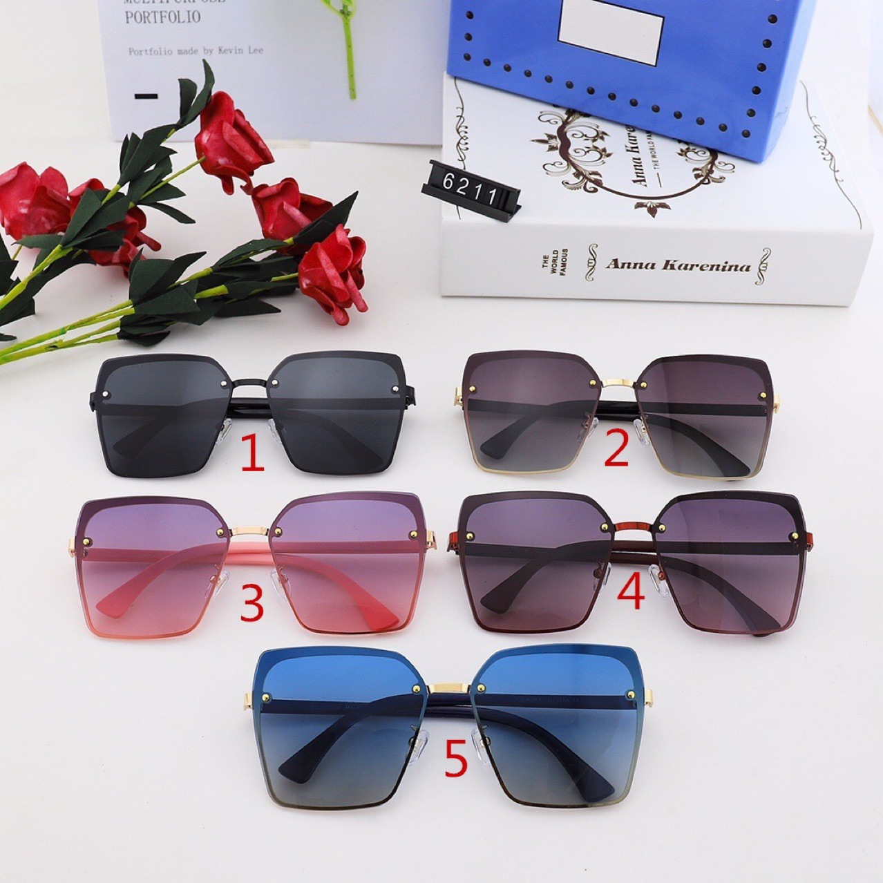 Designer Mens Sunglasses and Women Polarized Sunglasses Eyeglasses Shopping Travel 5 Color Glasses 6211 with box
Designer Mens Sunglasses and Women Polarized Sunglasses Eyeglasses Shopping Travel 5 Color Glasses 6211 with box