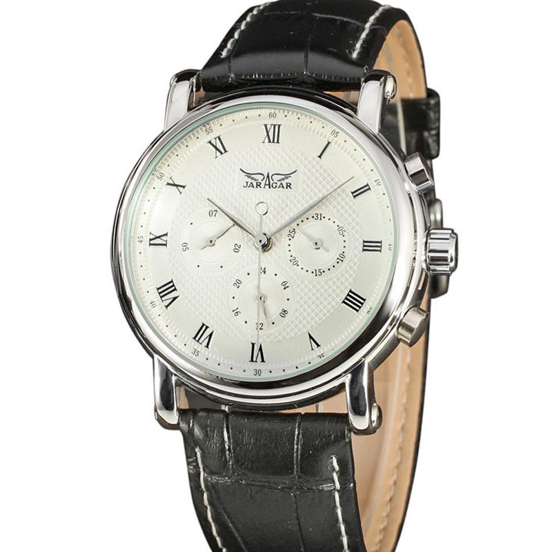 Wristwatches Fashion Jaragar Automatic Mechanical Self-wind 24 Hour Week Date Roman Index Dial Business Men Leather Watches, White
Wristwatches Fashion Jaragar Automatic Mechanical Self-wind 24 Hour Week Date Roman Index Dial Business Men Leather Watches, White