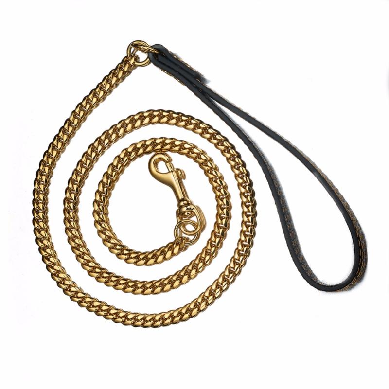 Chains 52" Long 10mm Gold Stainless Steel Dog Slip Leash Cuban Chain Training Choke Collar Strong Traction Practical NecklaceChains
Chains 52" Long 10mm Gold Stainless Steel Dog Slip Leash Cuban Chain Training Choke Collar Strong Traction Practical NecklaceChains