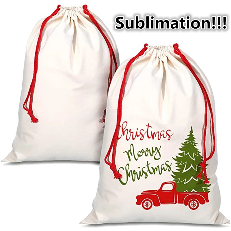 DHL Sublimation Blank Santa Sacks 50x68cm 29x37cm DIY Personlized Drawstring Bag Christmas Gift Bags Pocket Heat Transfer