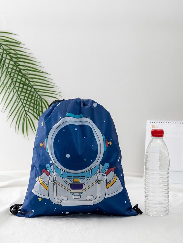 Boys Cartoon Astronaut Graphic Drawstring Backpack SHE