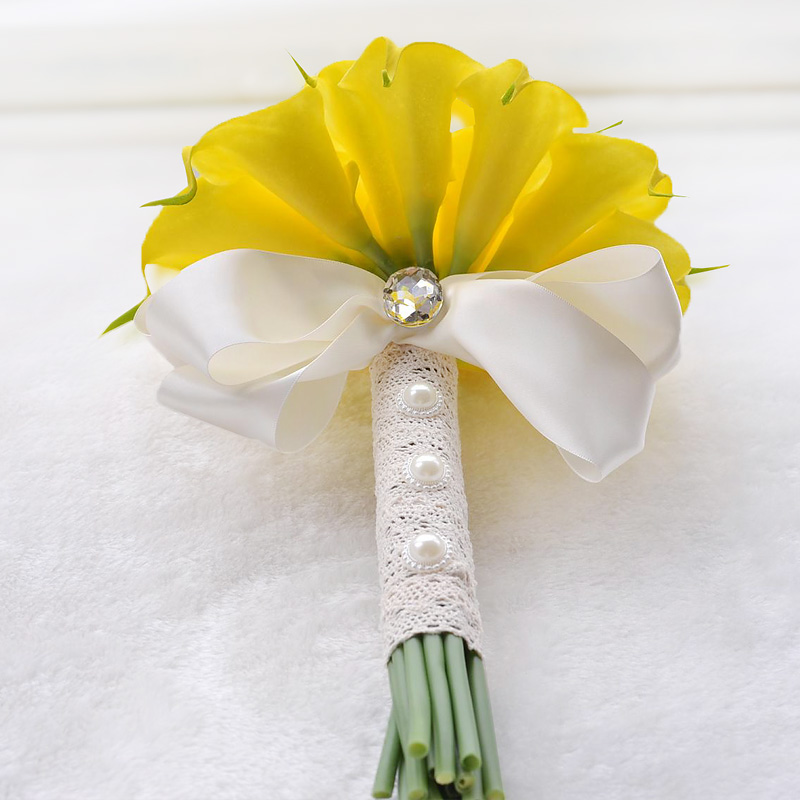 Yellow White Calla Bride Bridal Bouquet Wedding Wedding Outdoor Wedding Bride Bridesmaid Flower