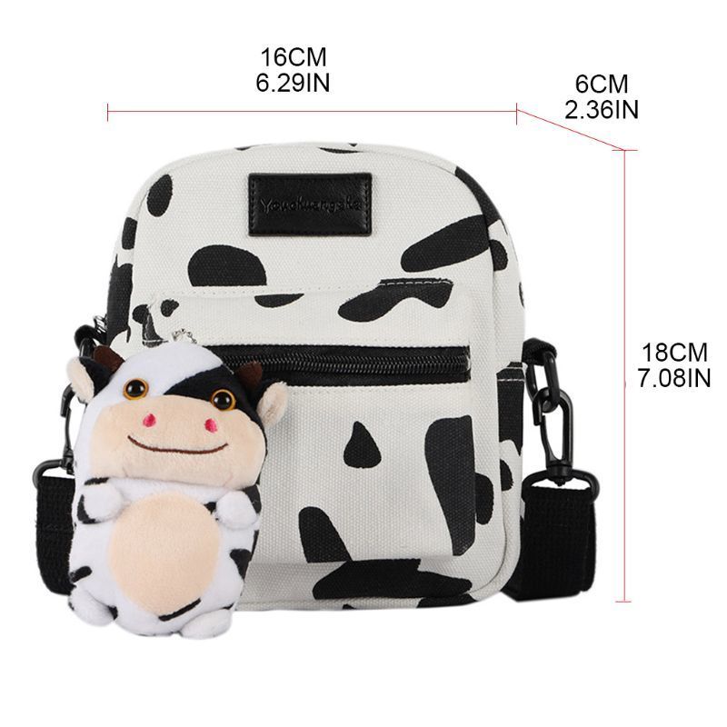 Women Girls Cartoon Cow Print Shoulder Crossbody Bag Lady Tote Satchel Purse 220413