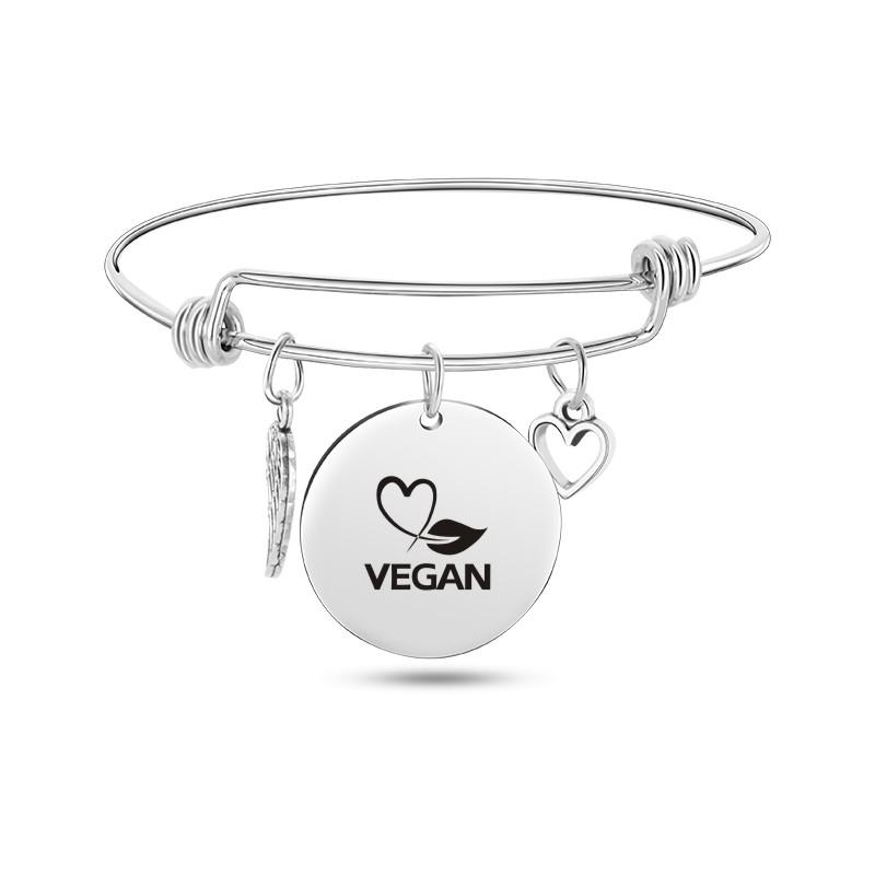 Bangle Fashion Vegan NO Dairy Bangles Hollow Heart Angel Wing Pendant Stainless Steel Bracelets For Women Vegetarian JewelryBangle
Bangle Fashion Vegan NO Dairy Bangles Hollow Heart Angel Wing Pendant Stainless Steel Bracelets For Women Vegetarian JewelryBangle