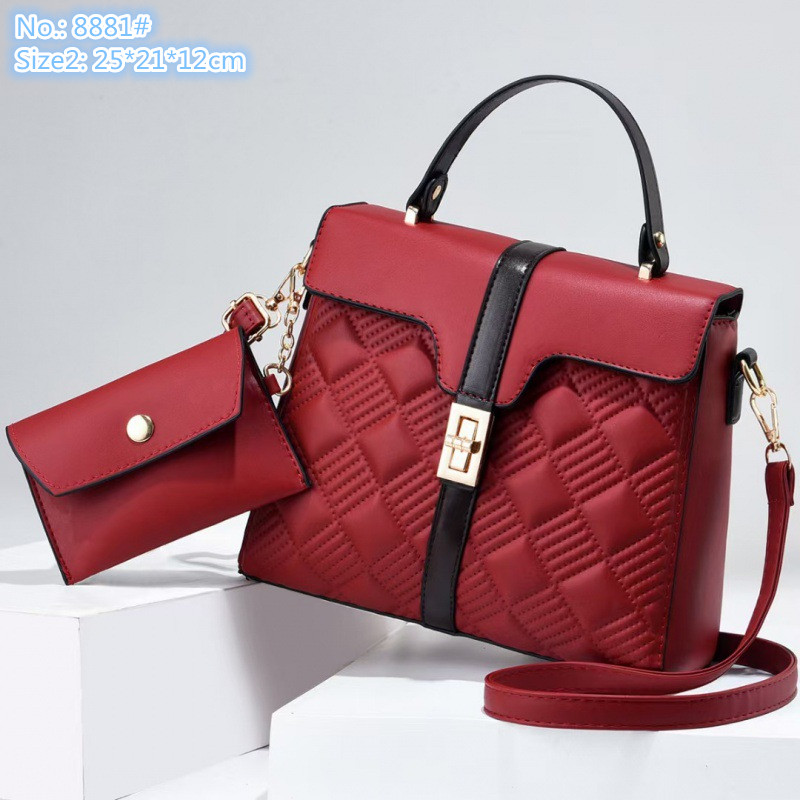 Wholesale leathers shoulder bag street personality snakeskin bags large capacity two-piece plaid women handbag simple contrast leather handbags