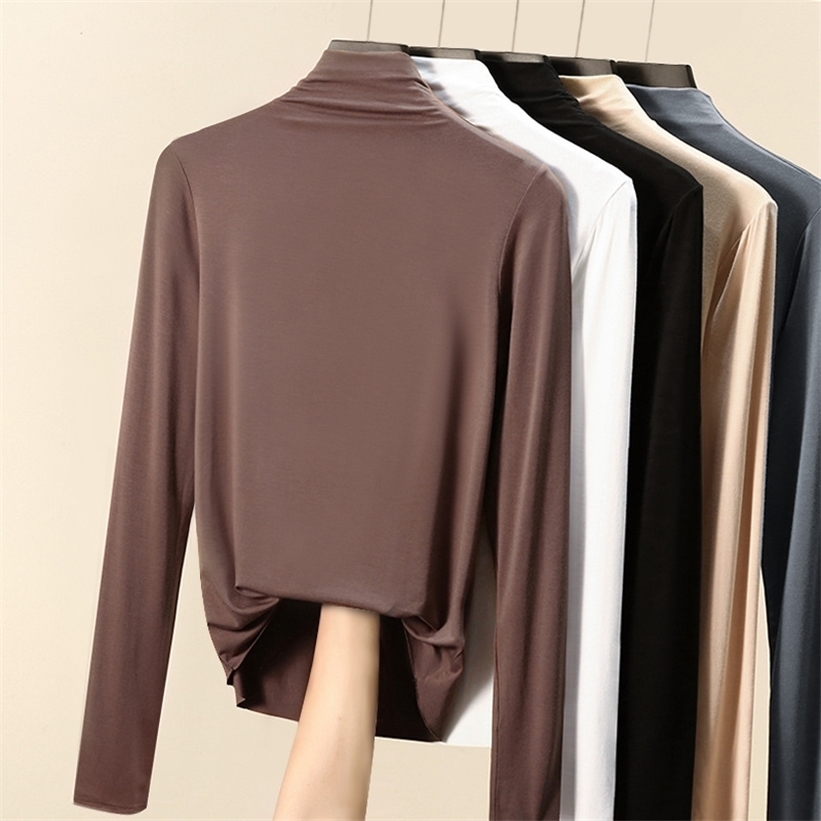 Autumn Korean Cotton T-Shirt Women Turtleneck Vintage Long Sleeve Office Lady Tshirts Brown Slim Shirt Mujer Camisetas 220322, Light gray
Autumn Korean Cotton T-Shirt Women Turtleneck Vintage Long Sleeve Office Lady Tshirts Brown Slim Shirt Mujer Camisetas 220322, Light gray