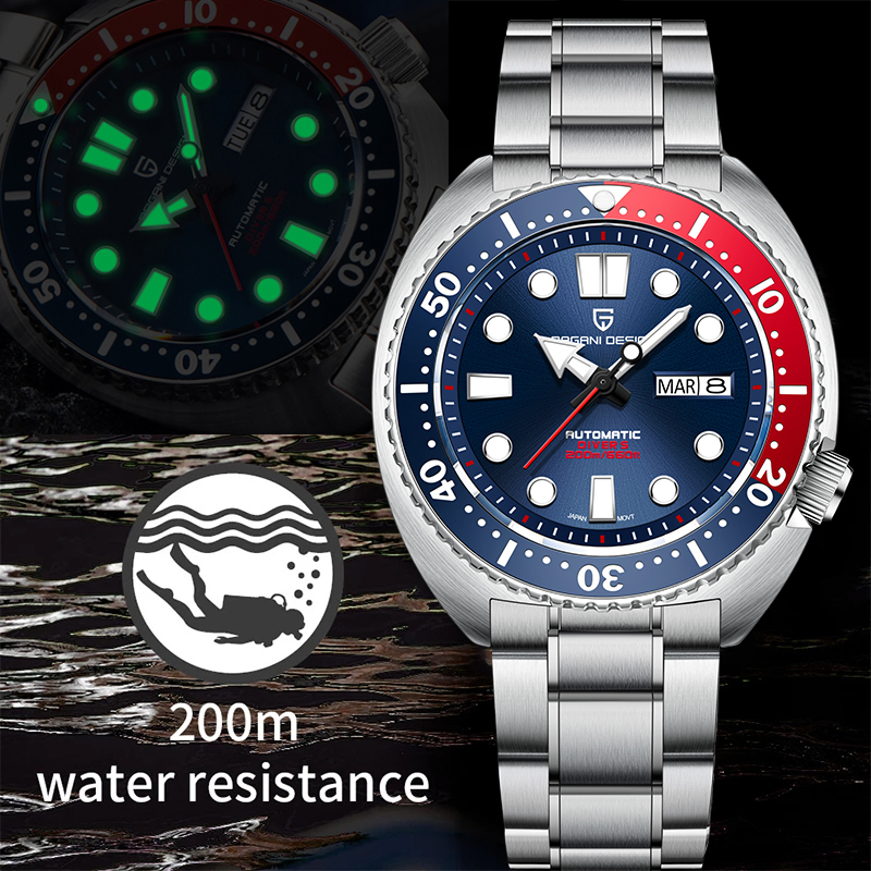 HBP Pagani New Men's Automatic Watch 20atm Water Resistant Sea Turtle Diver's Sports Wristwatch Reloj Hombre 220712, Black
HBP Pagani New Men's Automatic Watch 20atm Water Resistant Sea Turtle Diver's Sports Wristwatch Reloj Hombre 220712, Black