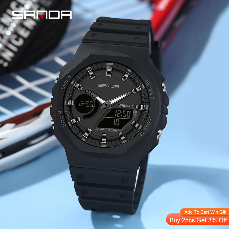 SANDA Casual Mens Watches 50M Waterproof Sport Quartz Watch for Male Wristwatch Digital G Style Shock Relogio Masculino 220521 - view 3