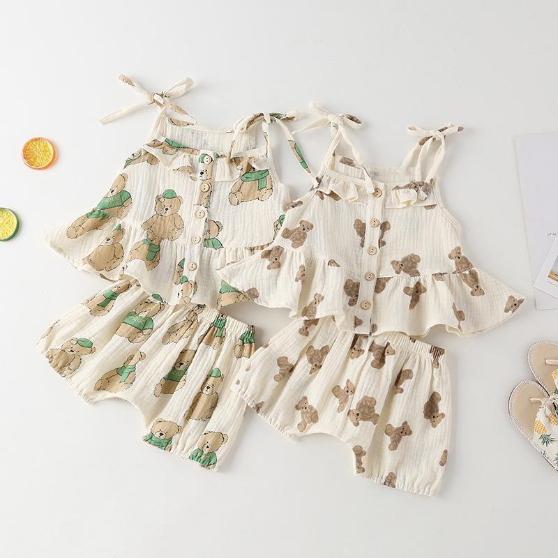 Clothing Sets Children's Clothes 2022 Summer Cute Baby Girl Set Bear Sling Shorts Cotton SetClothing, 1picture
Clothing Sets Children's Clothes 2022 Summer Cute Baby Girl Set Bear Sling Shorts Cotton SetClothing, 1picture