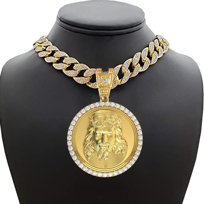 Pendant Necklaces Karopel Gold Color 18quotHipHop Chain Necklace For Men Women Big Jesus Penddant Out Miami Cuba Gift Jewelry