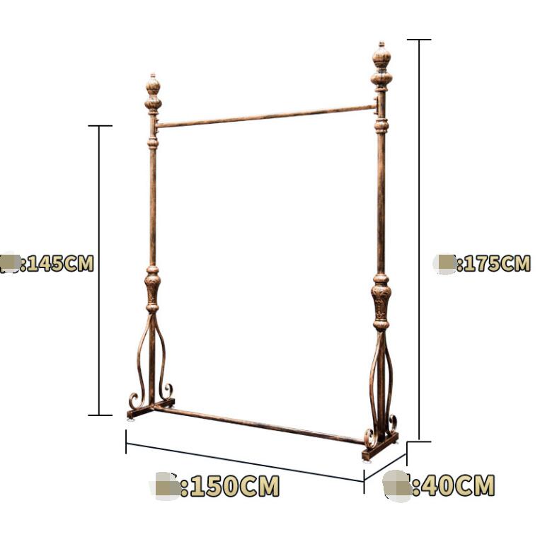Clothing rack floor type cloth shop rack Commercial Furniture European iron retro display racks hanging clothes shelf gold bronze