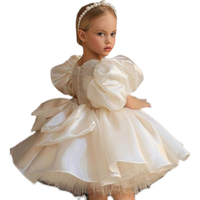 2022 Princess Cute Girls Pageant Dresses Pearls Beaded Fitted ball gown tutu Flower Girl Dress Arabic Pageant Birthday Party birthday Wear