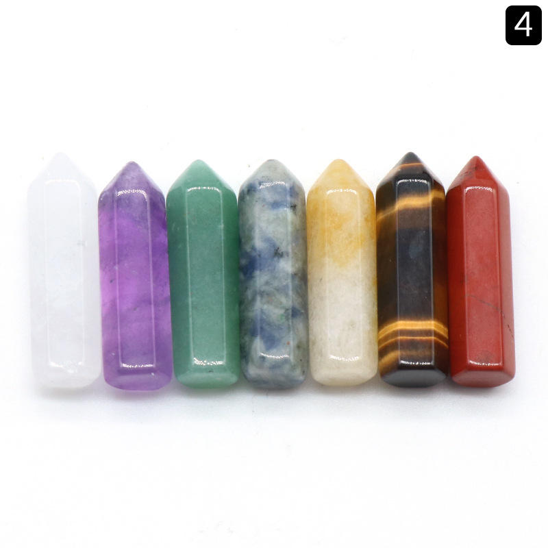 7 Chakra Set Reiki Natural Stone Crystal Ornaments Hexagonal columns irregular Rock Quartz Yoga Energy Bead Chakra Healing Art Craft Home Decoration