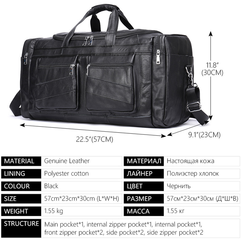 MVA Men Large Capacity Travel Bag Leather Duffel s for Waterproof Weekender Man Carry On Garment s 220509