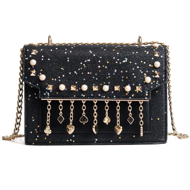 Outdoor Bags Small Bag For Women Shoulder With Pearl And Sequins Casual Chain Crossbody Leather Messenger Fashion, Black
Outdoor Bags Small Bag For Women Shoulder With Pearl And Sequins Casual Chain Crossbody Leather Messenger Fashion, Black