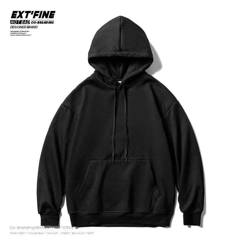 HybSkr Korean Men's Solid Color Sweatshirt Hoodies Casual Hooded Pullovers Hoodie Warm Fleece Male Loose Man Clothing 3XL 220813
