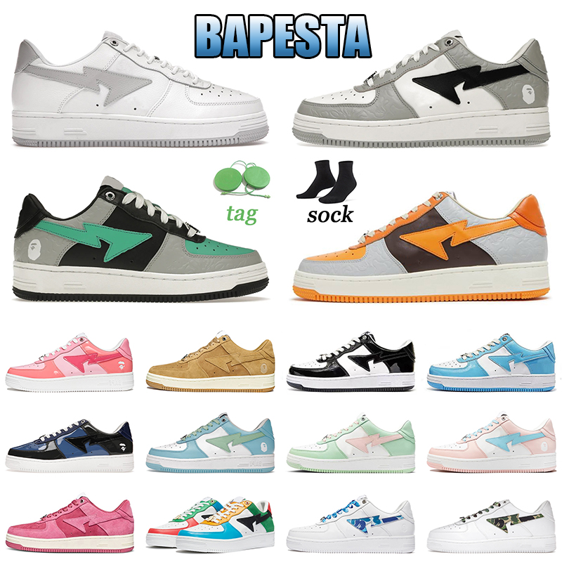 Bapestas Baped Mens Women Casual Shoes Platform Sneakers Flat Black White ABC Camo Blue Pastel Pink Hajime Sorayama Bapesta Designer Luxury Sports Runners Size 36-45, 36-45 beige suede
Bapestas Baped Mens Women Casual Shoes Platform Sneakers Flat Black White ABC Camo Blue Pastel Pink Hajime Sorayama Bapesta Designer Luxury Sports Runners Size 36-45, 36-45 beige suede