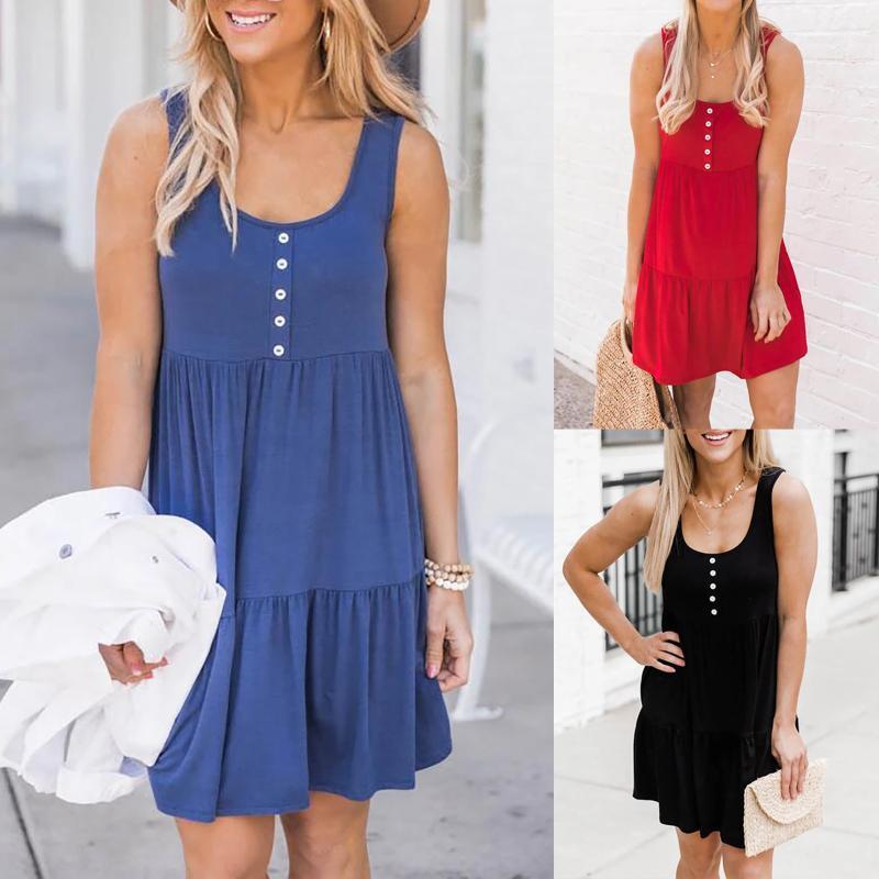Casual Dresses Fashion Women' Sexy Summer Sleeveless O-Neck Plus Sze Solid Tank Dress Sukienki Damskie
Casual Dresses Fashion Women' Sexy Summer Sleeveless O-Neck Plus Sze Solid Tank Dress Sukienki Damskie