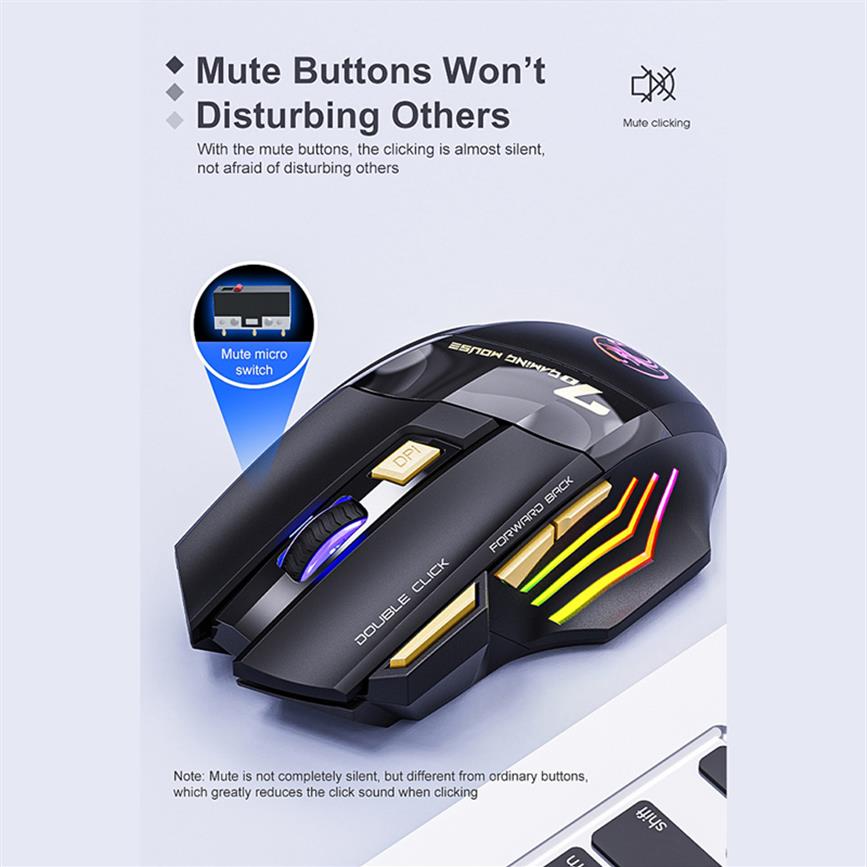 Rechargeable Wireless Mice Bluetooth Gamer Computer Ergonomic Gaming Mouse With Backlight RGB Silent Mouse For Laptop PC Epacket27