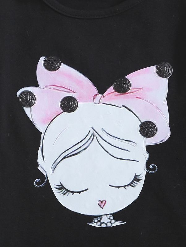 Toddler Girls Cartoon Graphic Tee With Paper Bag Waist Belted Shorts SHE