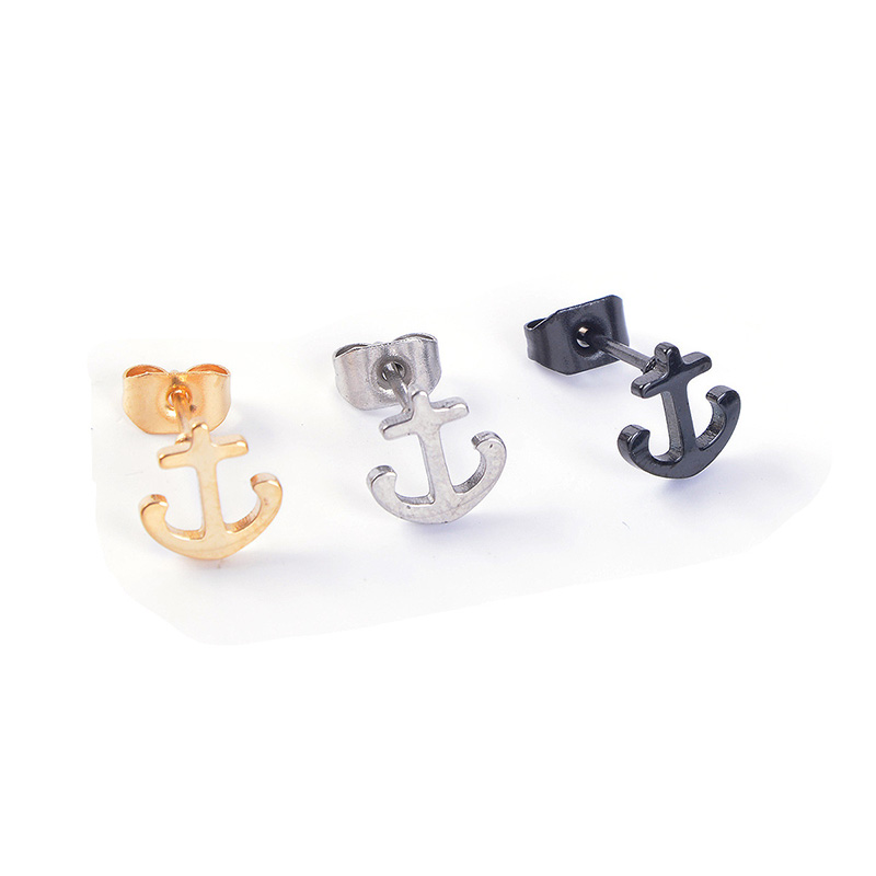 Hip Hop Vertical Middle Finger Stud For Women Men Punk Stainless Steel anchor Earrings Piercing Rings Party Fashion Jewelry gift 1