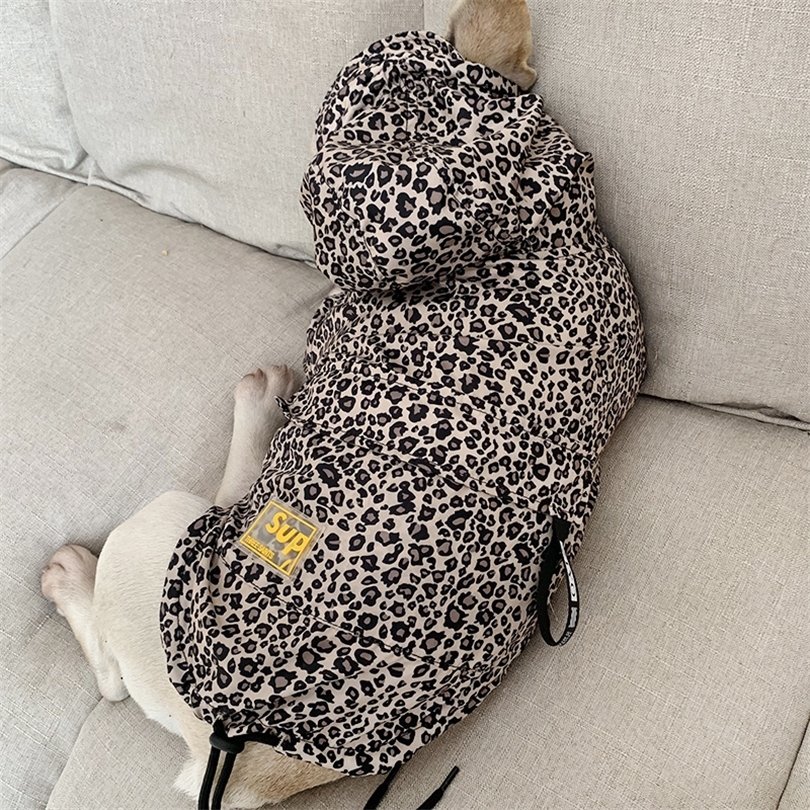 Waterproof Fashion Raincoat Puppy Cat Hoodie Leopard Small Dog Jacket Clothes Pet Supplies french bulldog T200101