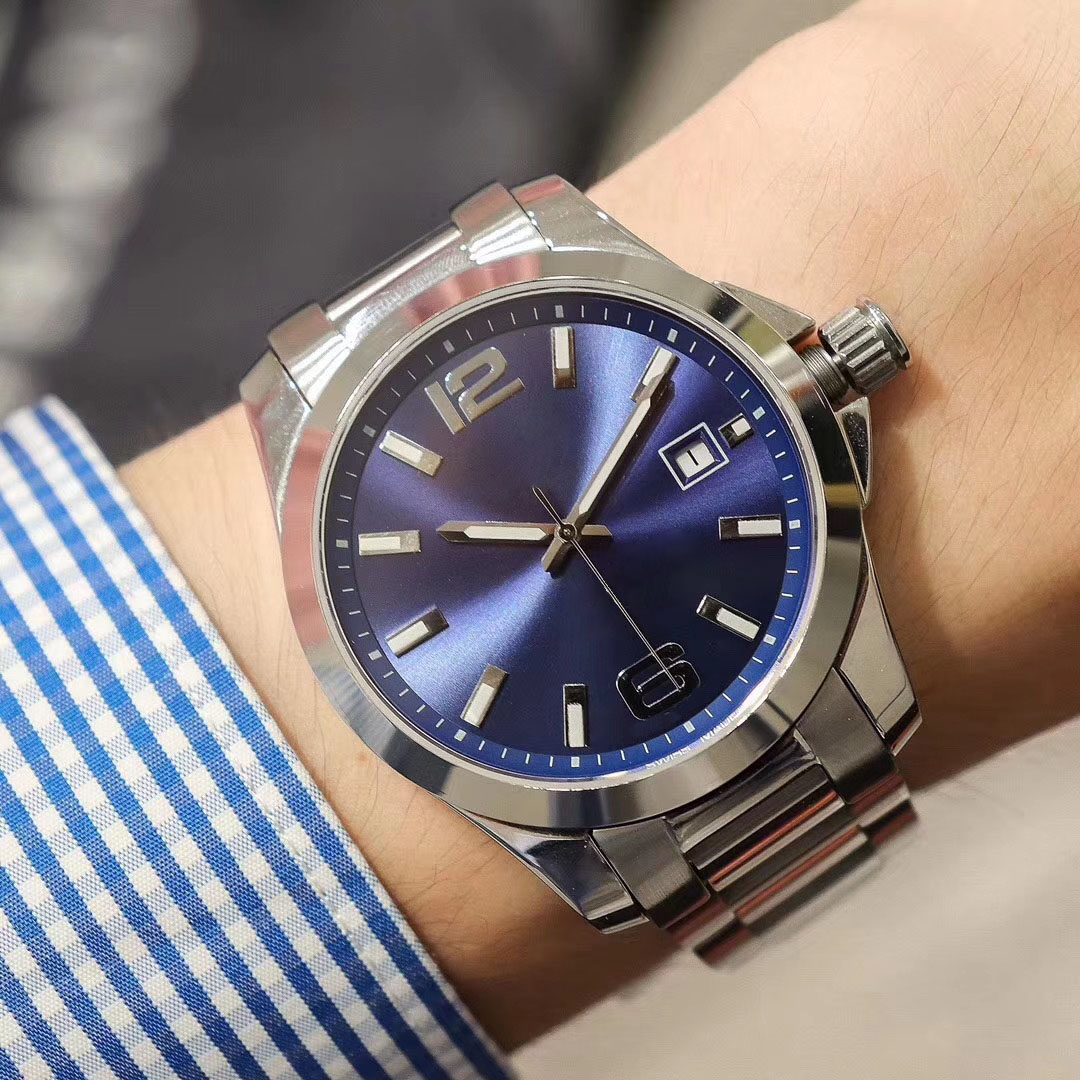 High Grade 43MM Conquest Mens Watches Automatic Mechanical Movement Stainless Steel Bracelet Smooth Bezel With HYDROCONQUEST Hardlex Glass Markings Blue Dial
High Grade 43MM Conquest Mens Watches Automatic Mechanical Movement Stainless Steel Bracelet Smooth Bezel With HYDROCONQUEST Hardlex Glass Markings Blue Dial