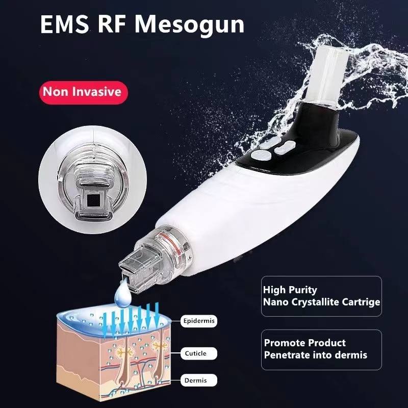 EMS transdermal skin care face lifting micro nano needle free and rf water mesotherapy home use device