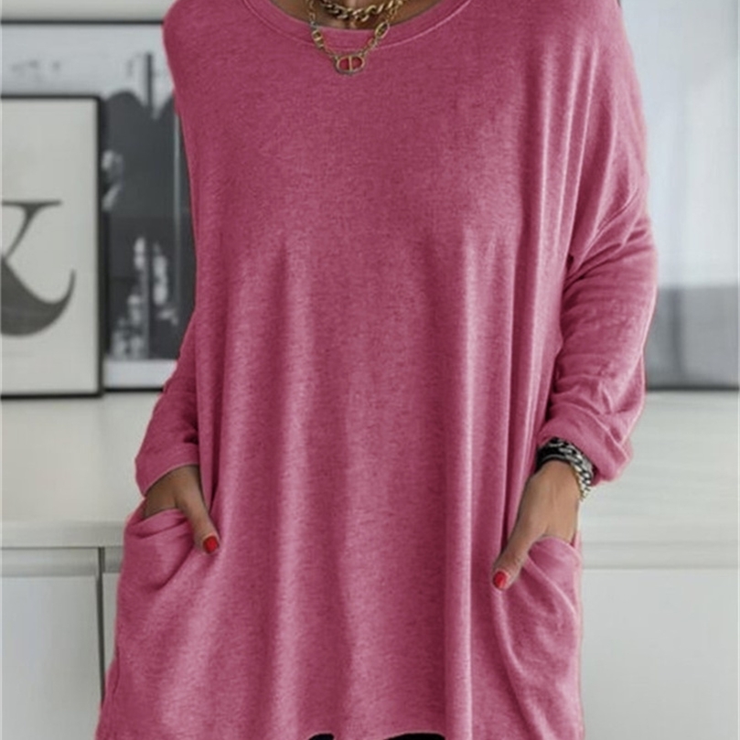 Women Autumn Fashion Tunic Top Pocket Solid Color Loose Round Neck Long-sleeved T-Shirt Streetwear Casual Vintage Pullovers 220407, Black
Women Autumn Fashion Tunic Top Pocket Solid Color Loose Round Neck Long-sleeved T-Shirt Streetwear Casual Vintage Pullovers 220407, Black
