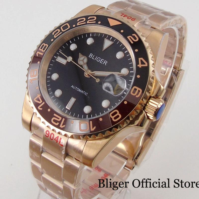 Wristwatches Brand Full Rose Gold Coated Selfwinding Wristwatch Men NH35A MIYOTA Root Beer Insert Oyster Strap Deployment Clasp, Logo
Wristwatches Brand Full Rose Gold Coated Selfwinding Wristwatch Men NH35A MIYOTA Root Beer Insert Oyster Strap Deployment Clasp, Logo