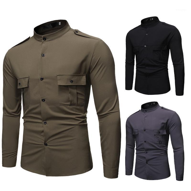Men' Casual Shirts 2022 Fall Fashion Double Pocket Tooling Style Solid Color Long Sleeve Shirt Camisas Para Hombre, Black
Men' Casual Shirts 2022 Fall Fashion Double Pocket Tooling Style Solid Color Long Sleeve Shirt Camisas Para Hombre, Black