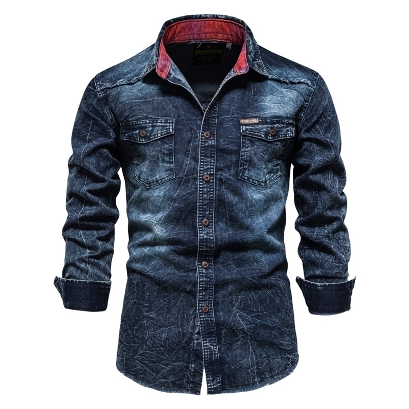 AIOPESON 100% Cotton Slim Fit Denim Shirts Men Casual Solid Color Long Sleeve s Jeans Autumn Fashion for 220322, Black
AIOPESON 100% Cotton Slim Fit Denim Shirts Men Casual Solid Color Long Sleeve s Jeans Autumn Fashion for 220322, Black