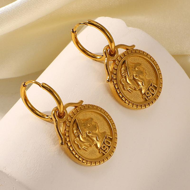 Dangle & Chandelier Korean Fashion 18K Stainless Steel Double-sided Three-dimensional Relief 1901 Queen Elizabeth Head Coin Pendant Earrings
Dangle & Chandelier Korean Fashion 18K Stainless Steel Double-sided Three-dimensional Relief 1901 Queen Elizabeth Head Coin Pendant Earrings