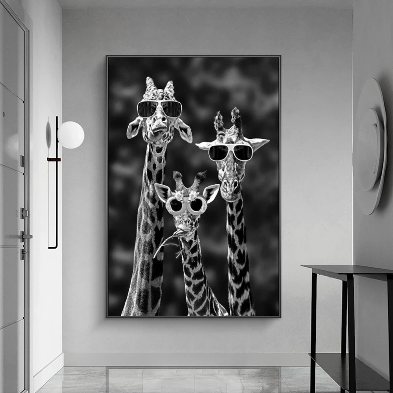Funny Giraffe Family with Sunglasses Canvas Posters and Prints Black and White Animals Paintings on The Wall Art Picture Cuadros
Funny Giraffe Family with Sunglasses Canvas Posters and Prints Black and White Animals Paintings on The Wall Art Picture Cuadros