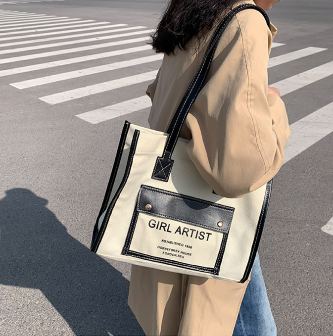 Thick Canvas Female Shoulder Bag Luxury Ladies Casual Handbag Fashion Cotton Tote For Women, Black
Thick Canvas Female Shoulder Bag Luxury Ladies Casual Handbag Fashion Cotton Tote For Women, Black